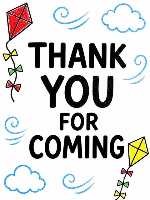 Thank-you flat in the Crayon Kite Illustration 9th Birthday Invitation design