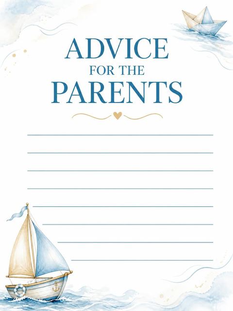Advice card in the Watercolor Sailboat Nautical Baby Shower design