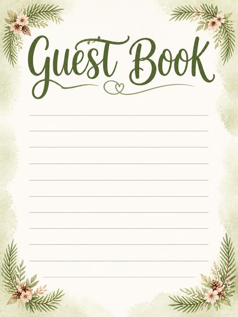 Guest sign-in sheet in the Watercolor Deer Forest 3rd Birthday Invitation design
