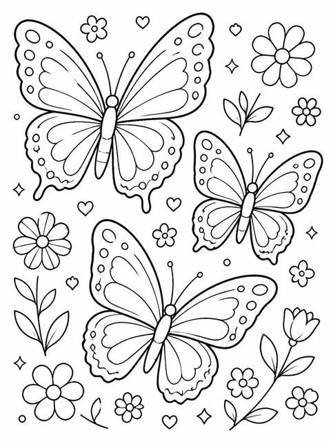 Coloring sheet in the Watercolor Butterfly 3rd Birthday Invitation design