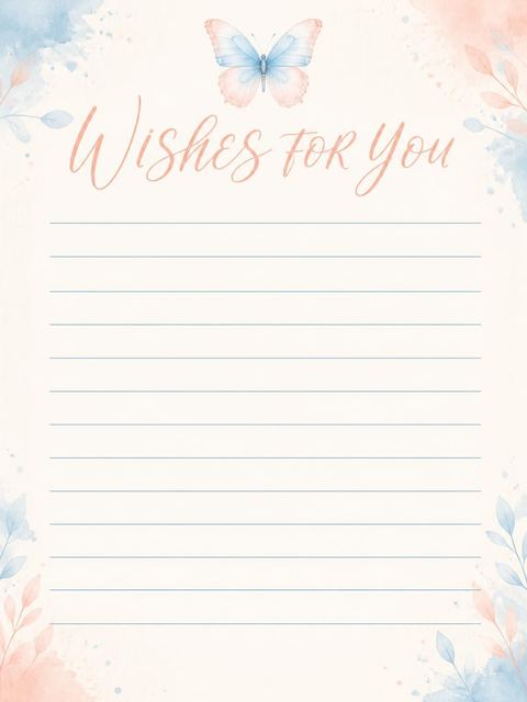 Wishes page in the Watercolor Butterfly 3rd Birthday Invitation design