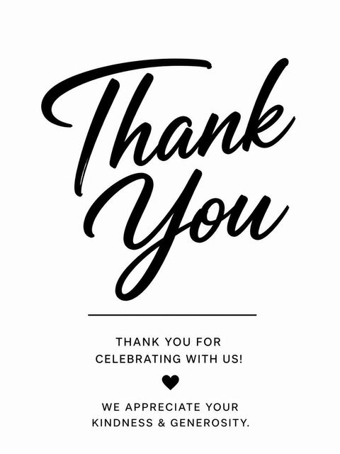 Thank-you flat in the Minimalist Brush-Stroke 25th Birthday design