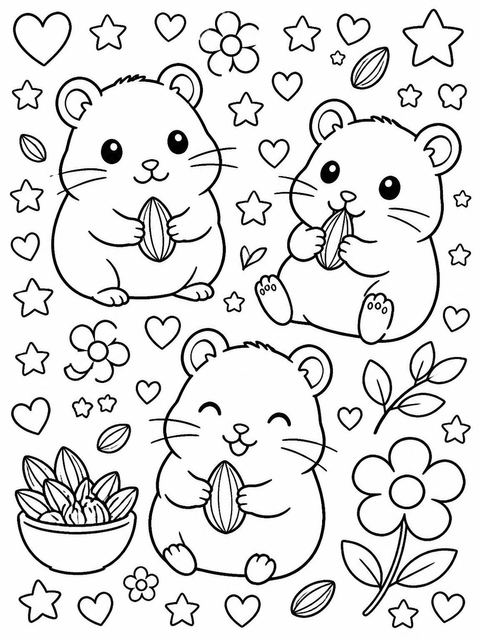 Coloring sheet in the Crayon Hamster Motif 6th Birthday Invitation design