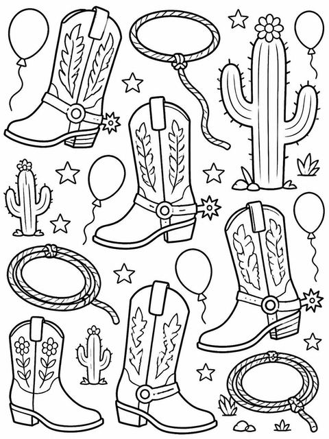 Coloring sheet in the Crayon Illustration Western 10th Birthday design
