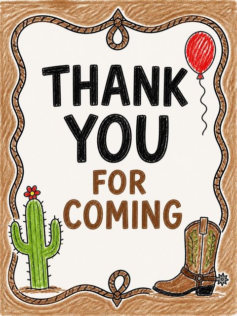 Thank-you flat in the Crayon Illustration Western 10th Birthday design