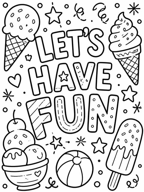 Coloring sheet in the Ice Cream Beach Ball 3rd Birthday design