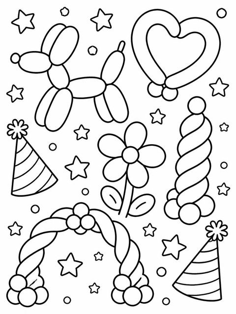 Coloring sheet in the Pink Blue Balloon Number 2nd Birthday design