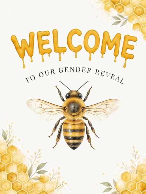Welcome sign in the Little Hunny Bee Gender Reveal design