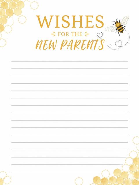 Wishes page in the Little Hunny Bee Gender Reveal design