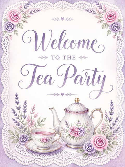Welcome sign in the Lavender Watercolor Floral 6th Birthday design