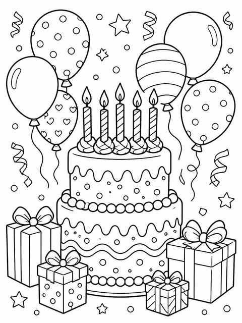 Coloring sheet in the Gold Rose Balloon 13th Birthday design