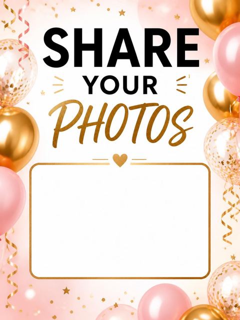 Hashtag card in the Gold Rose Balloon 13th Birthday design