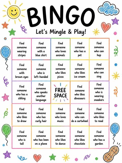 Bingo grid in the Elephant 1st Birthday Invitation design