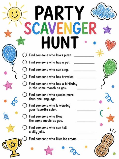 Scavenger hunt in the Elephant 1st Birthday Invitation design