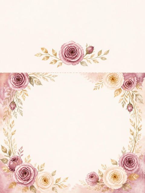 Place card in the Mauve Watercolor Rose Bridal Shower design