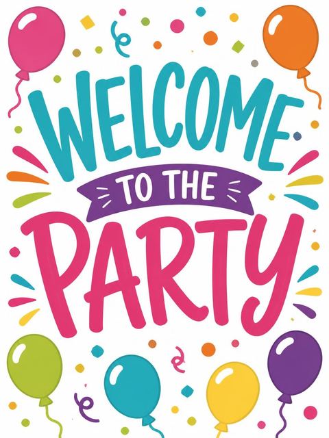Welcome sign in the Colorful Balloon 4th Birthday Invitation design