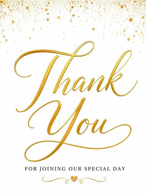 Thank-you flat in the Gold Splatter Metallic 60th Birthday design