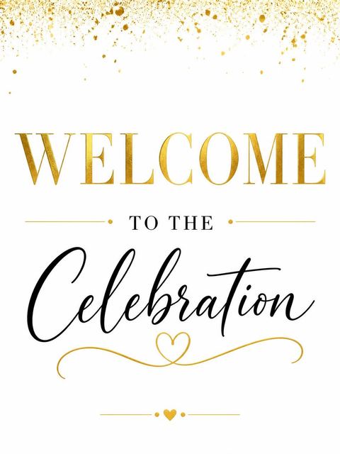 Welcome sign in the Gold Splatter Metallic 60th Birthday design