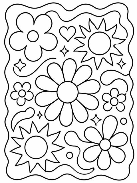 Coloring sheet in the Burnt Orange Retro 1st Birthday design