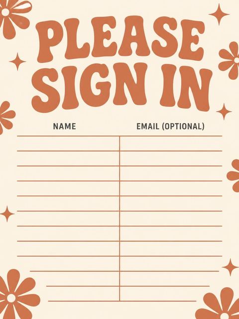 Guest sign-in sheet in the Burnt Orange Retro 1st Birthday design