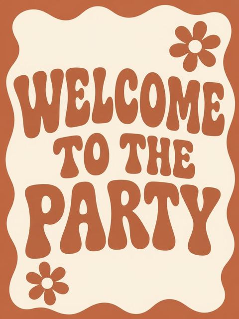 Welcome sign in the Burnt Orange Retro 1st Birthday design