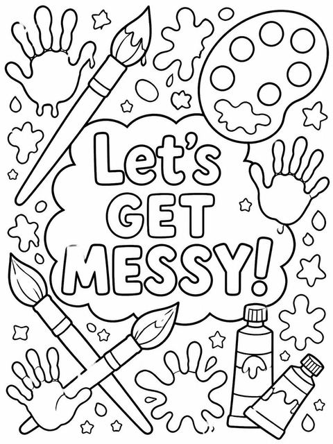 Coloring sheet in the Primary Color Handprint Art 3rd Birthday design