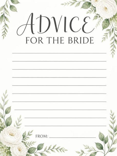 Advice card in the Watercolor Rose Bride Bridal Shower design
