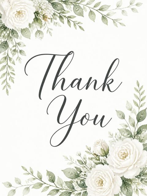 Thank-you flat in the Watercolor Rose Bride Bridal Shower design