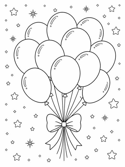Coloring sheet in the Pastel Balloon Watercolor 2nd Birthday design