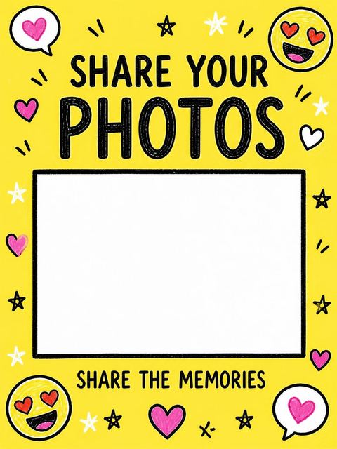 Hashtag card in the Crayon Emoji Heart Birthday Invitation design
