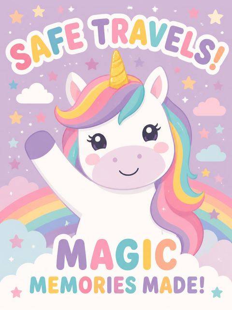 Goodbye card in the Magical Pink Unicorn Birthday design