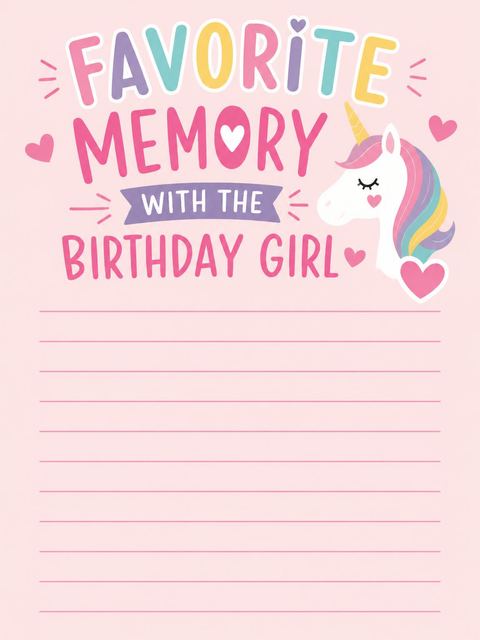 Memory card in the Magical Pink Unicorn Birthday design