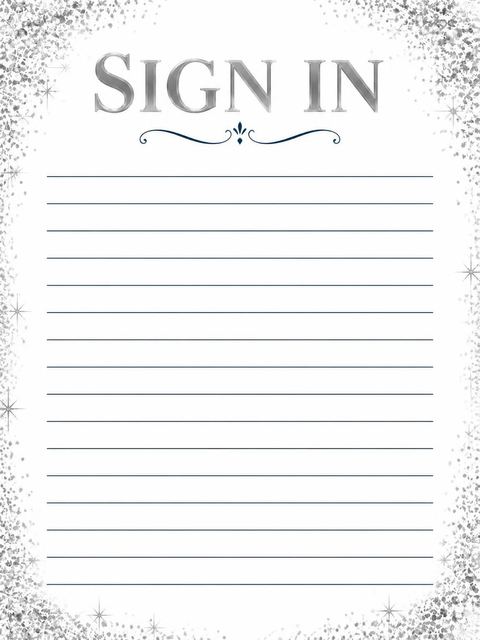 Guest sign-in sheet in the Silver Glitter 50th Birthday Invitation design
