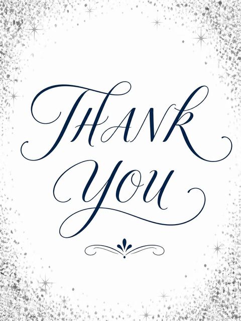 Thank-you flat in the Silver Glitter 50th Birthday Invitation design