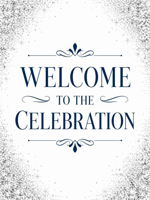 Welcome sign in the Silver Glitter 50th Birthday Invitation design