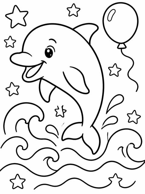 Coloring sheet in the Crayon Dolphin Ocean 5th Birthday design