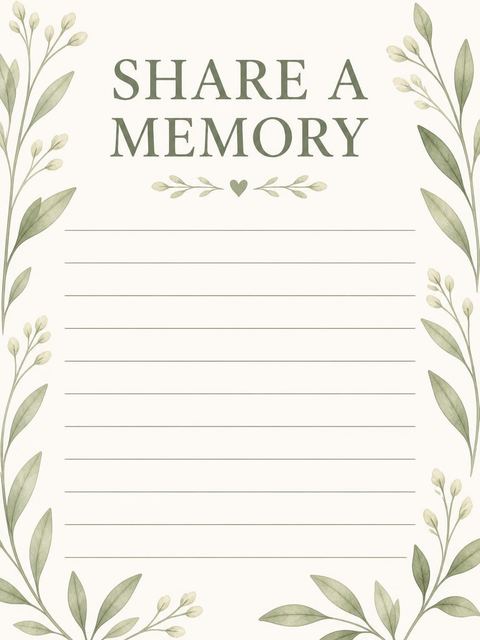 Memory card in the Watercolor Botanical Cream Bridal Shower design