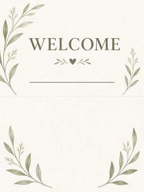 Place card in the Watercolor Botanical Cream Bridal Shower design