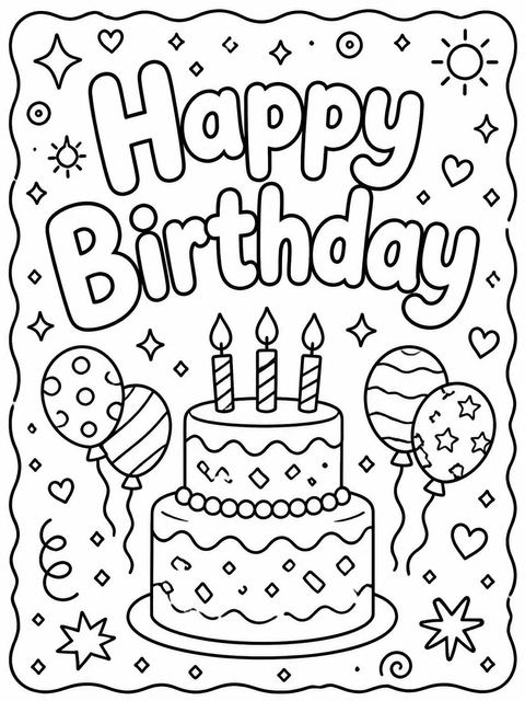 Coloring sheet in the Teal and Coral Doodle 7th Birthday design