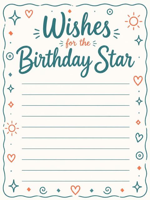 Wishes page in the Teal and Coral Doodle 7th Birthday design