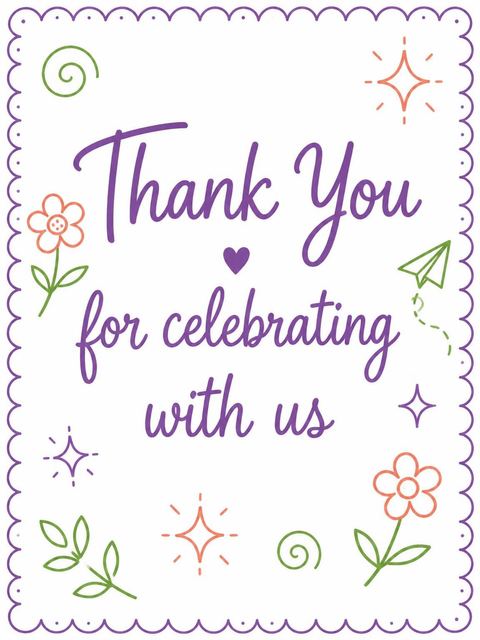 Thank-you flat in the Pastel Spiral Doodle 14th Birthday Invitation design