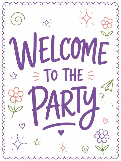 Welcome sign in the Pastel Spiral Doodle 14th Birthday Invitation design