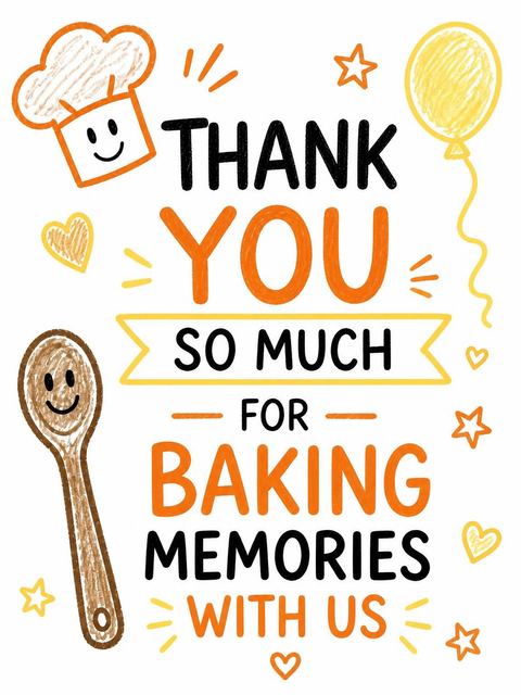 Thank-you flat in the Crayon Baking Kids Birthday Invitation design