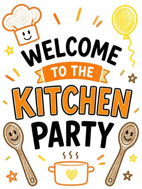 Welcome sign in the Crayon Baking Kids Birthday Invitation design