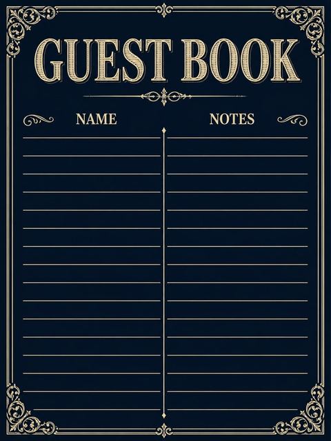 Guest sign-in sheet in the Navy Cream Vintage Border 40th Birthday design