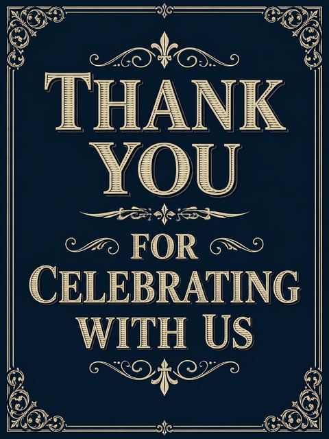 Thank-you flat in the Navy Cream Vintage Border 40th Birthday design