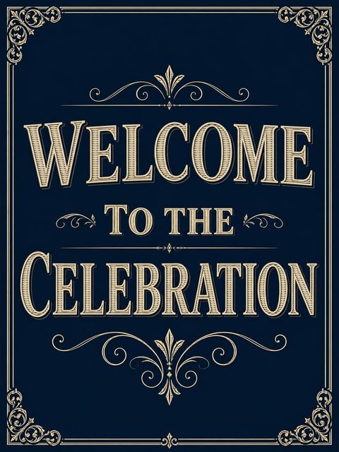 Welcome sign in the Navy Cream Vintage Border 40th Birthday design