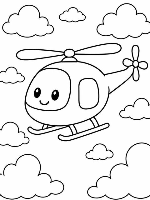 Coloring sheet in the Red Helicopter Sky 6th Birthday Invitation design