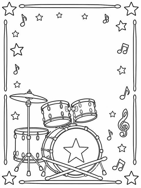 Coloring sheet in the Red White Blue Drum 4th Birthday design
