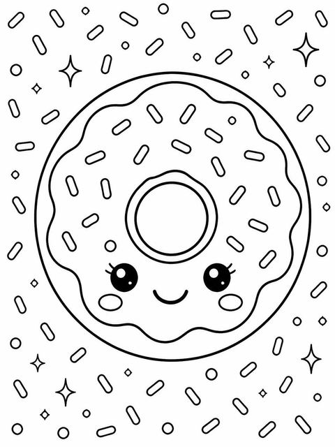 Coloring sheet in the Pink Donut Pastel 2nd Birthday design